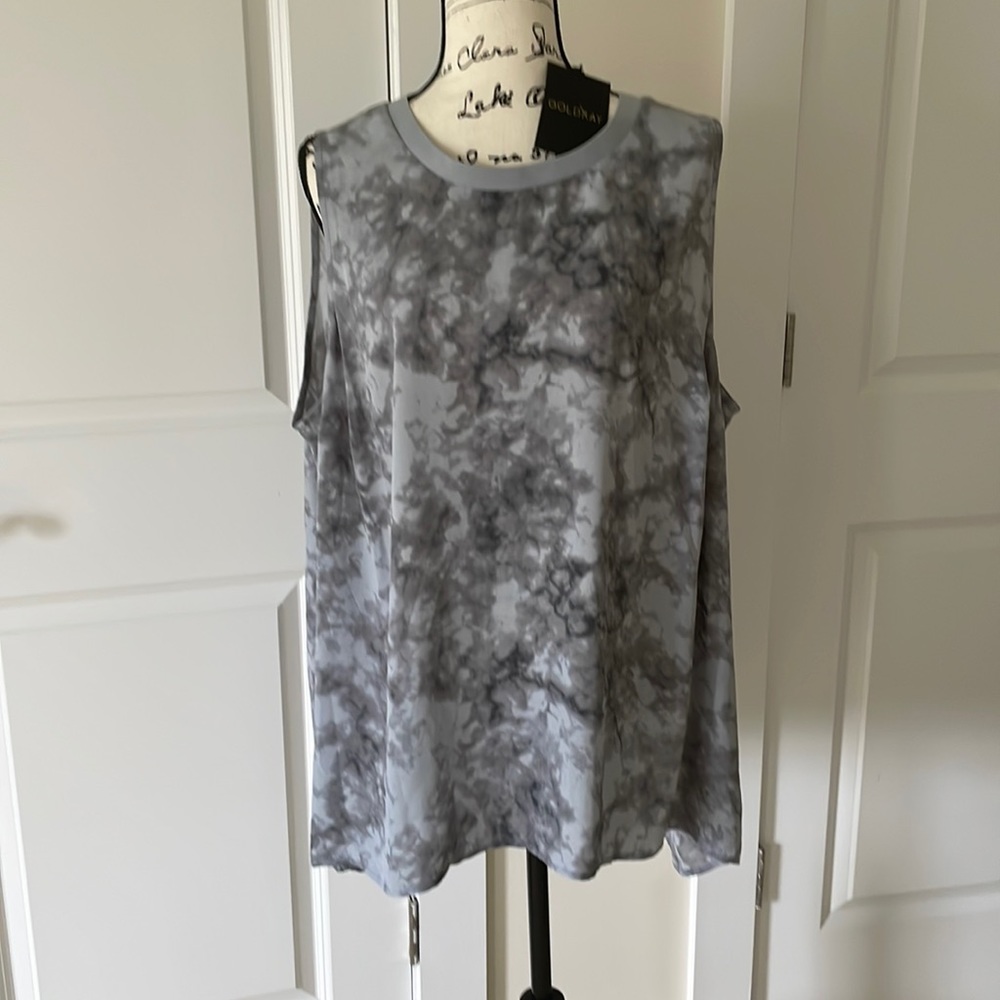 Grey tie die sleeveless blouse